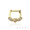 CZ HEART LEAF MARQUISE SEPTUM HINGED CLICKER